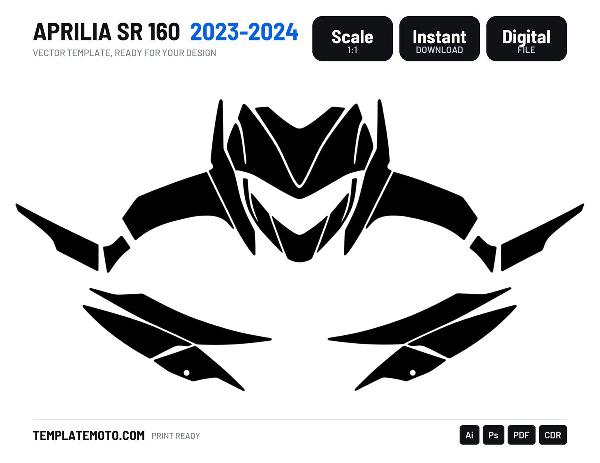 APRILIA SR 160 2023-2024 Graphics Template Vector