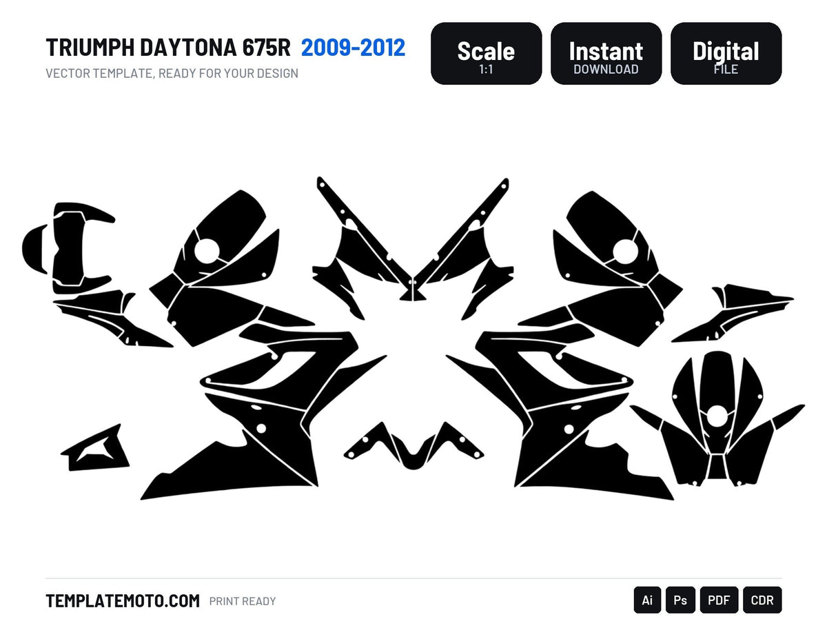 TRIUMPH DAYTONA 675R 2009-2012 Graphics Template Vector