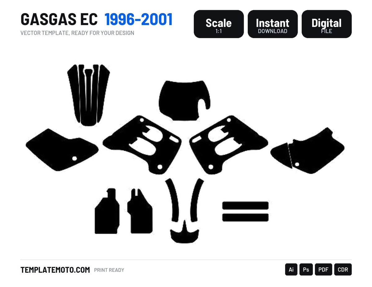 GASGAS EC 1996-2001 graphics template, scale 1:1 vector file