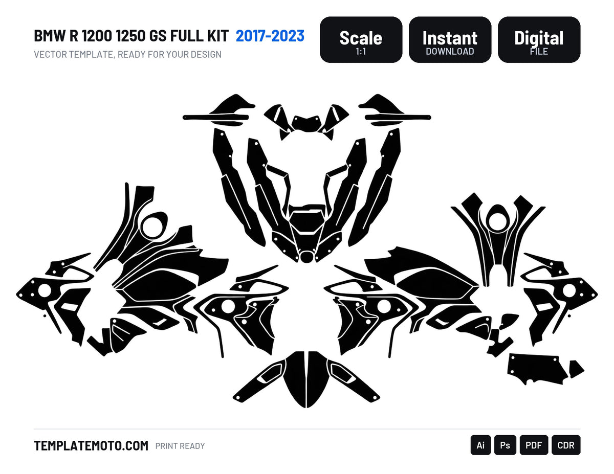 BMW R 1200 1250 GS 2017-2023 full kit, scale 1:1 vector file
