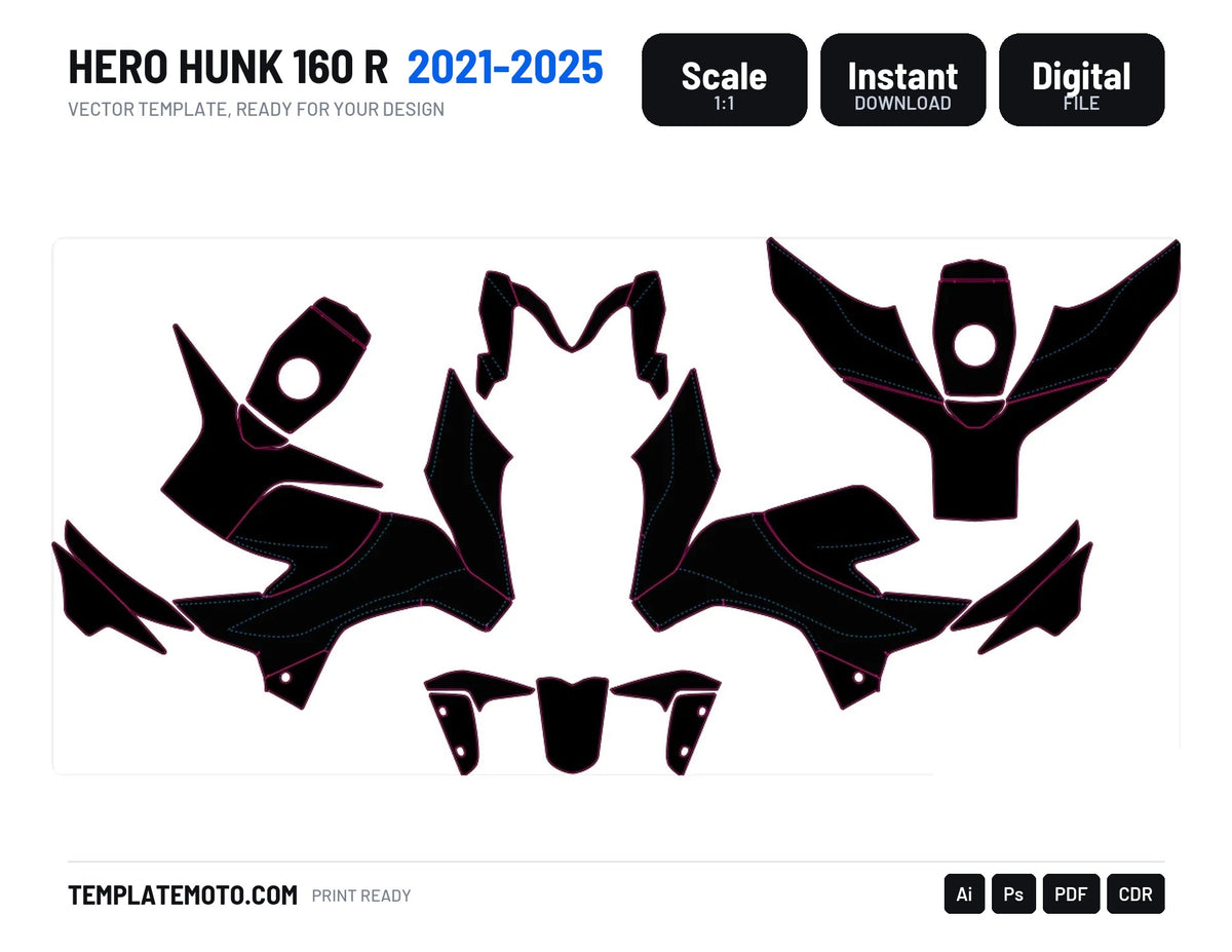 HERO HUNK 160 R 2021-2025 Template vector graphics