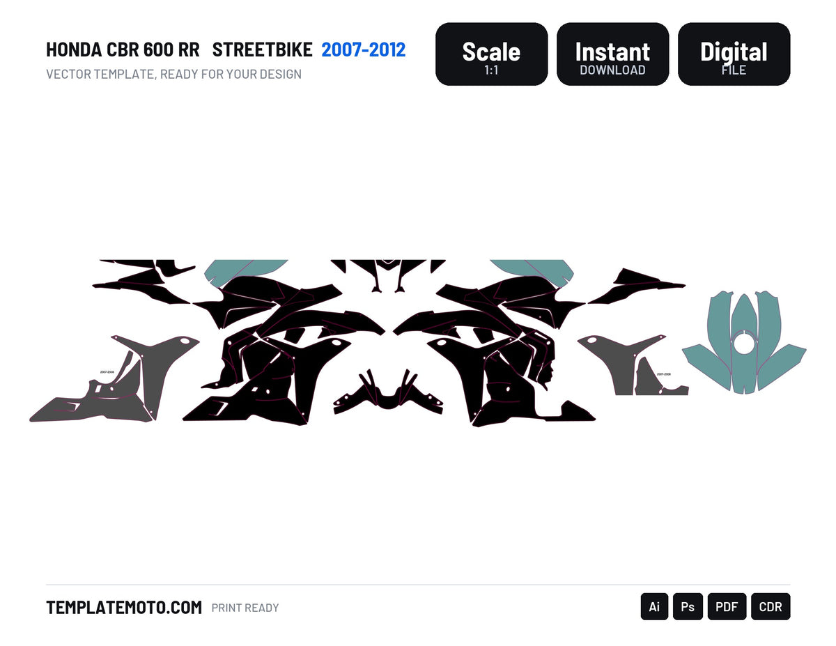HONDA CBR 600 RR 2007-2012 streetbike graphics template