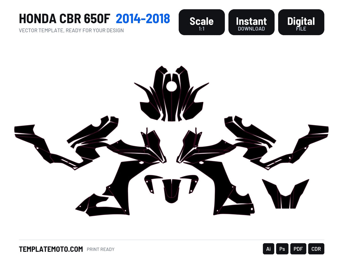 HONDA CBR 650F 2014-2018 TEMPLATE VECTOR