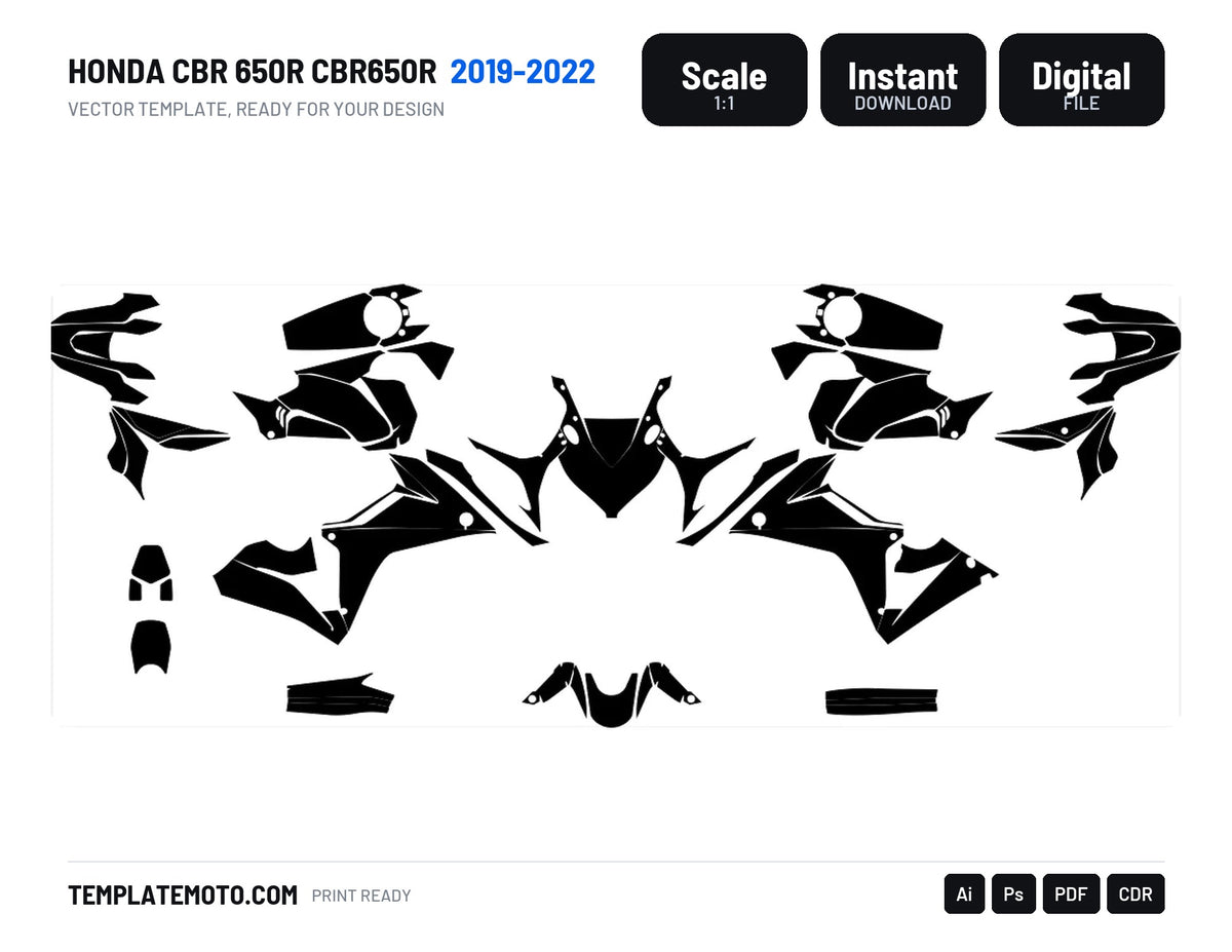 HONDA CBR 650R CBR650R 2019-2022 Graphics Template Vector
