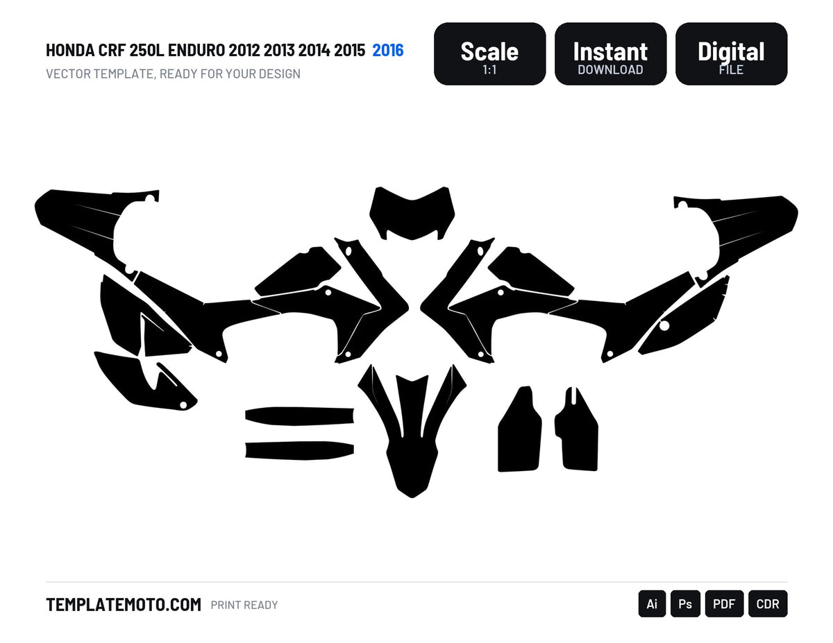 Honda CRF 250L Enduro 2012 2013 2014 2015 2016 Graphics Template