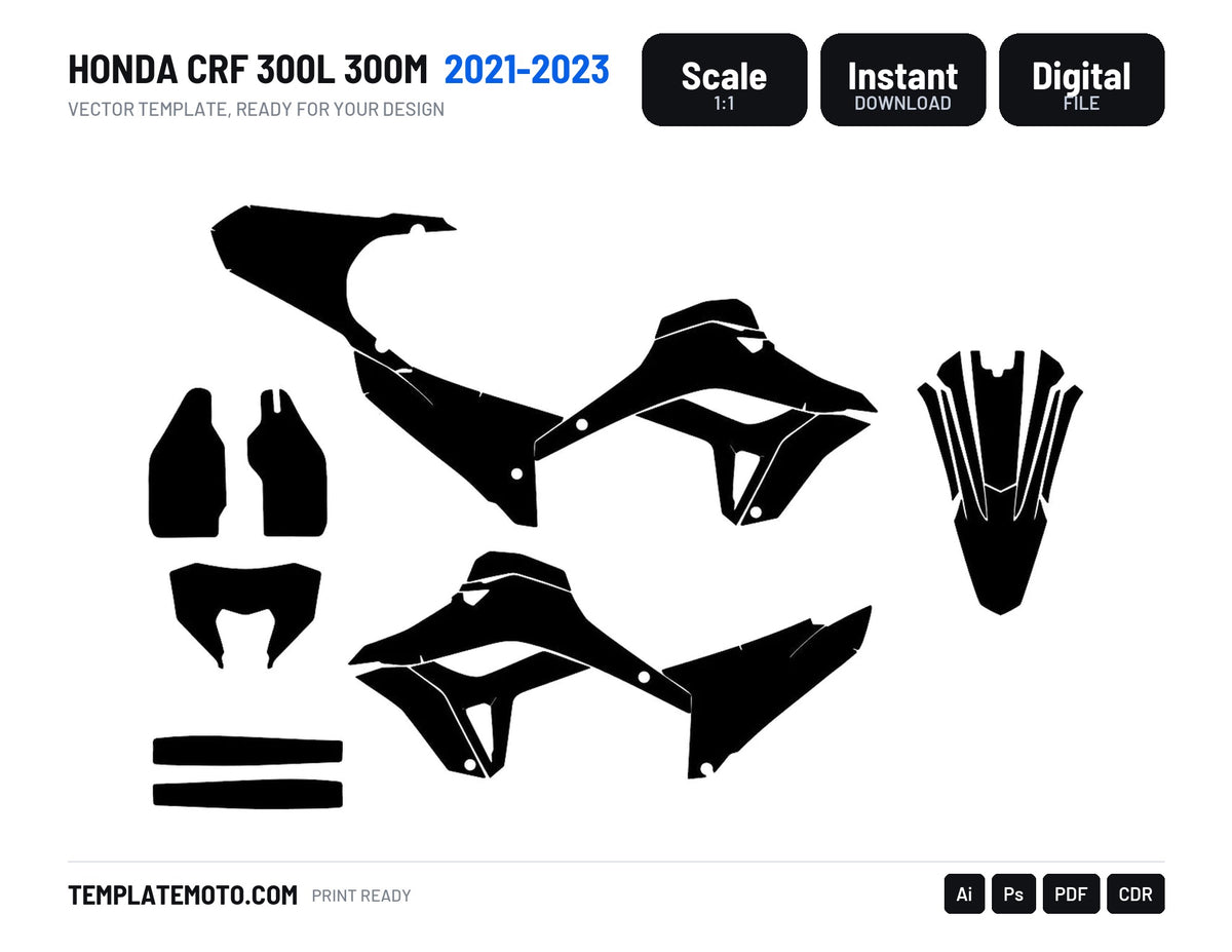 HONDA CRF 300L 300M 2021-2023 Graphics Template Vector