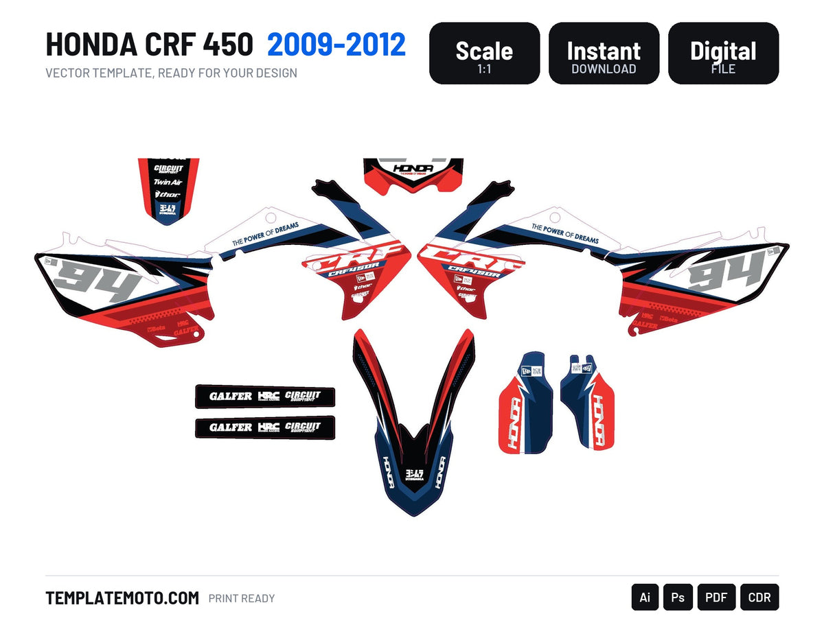 HONDA CRF 450 2009-2012 VECTOR GRAPHICS