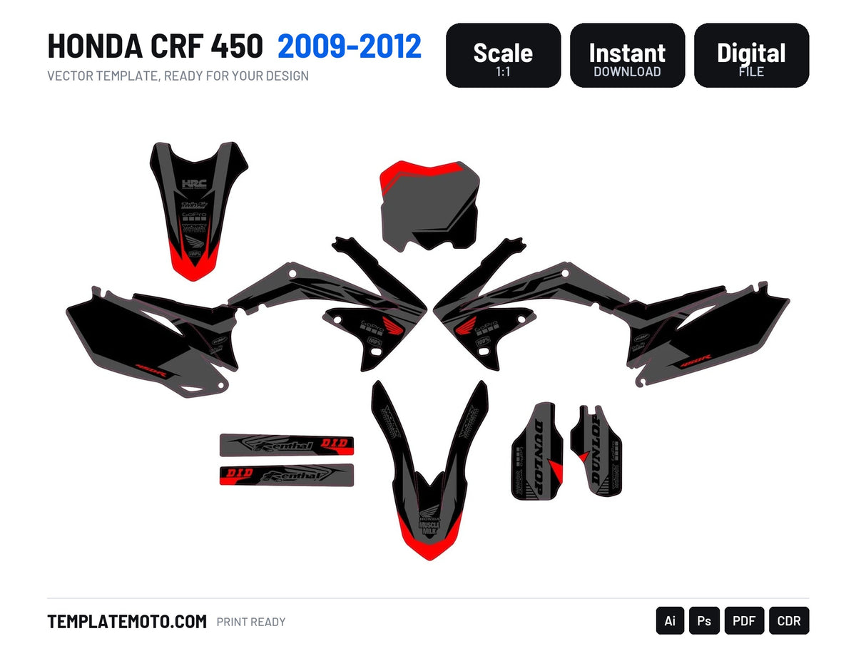 HONDA CRF 450 2009-2012 VECTOR GRAPHICS