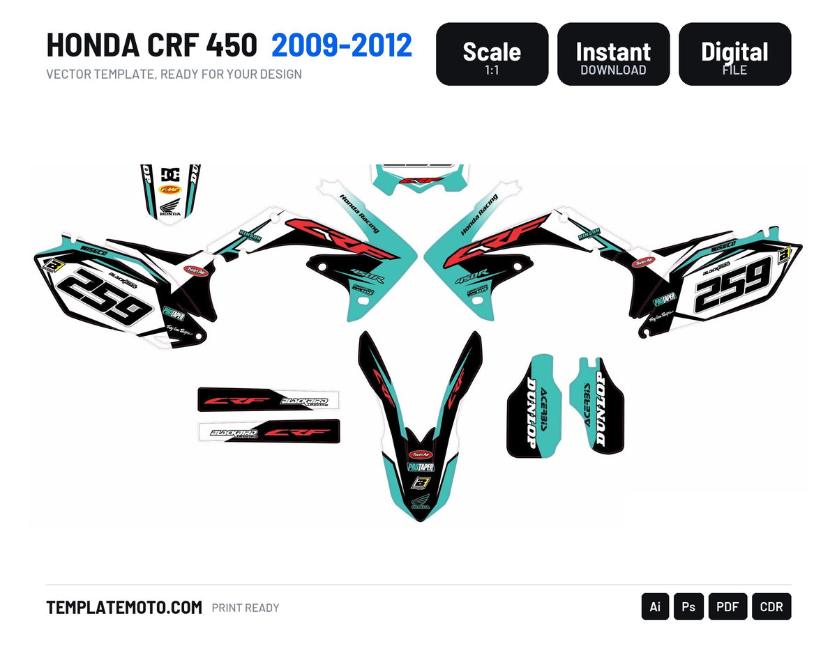 HONDA CRF 450 2009-2012 VECTOR GRAPHICS
