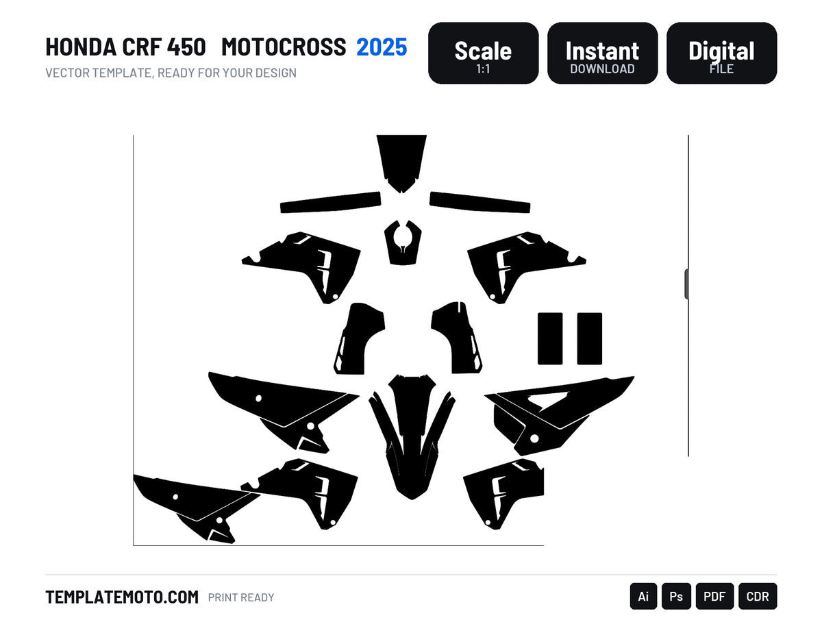 HONDA CRF 450 2025 Motocross Graphics Template Vector