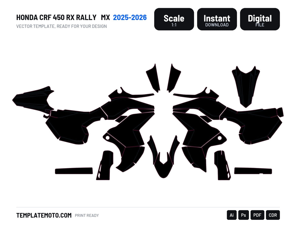 HONDA CRF 450 RX RALLY 2025-2026 MX Template Graphics Vector