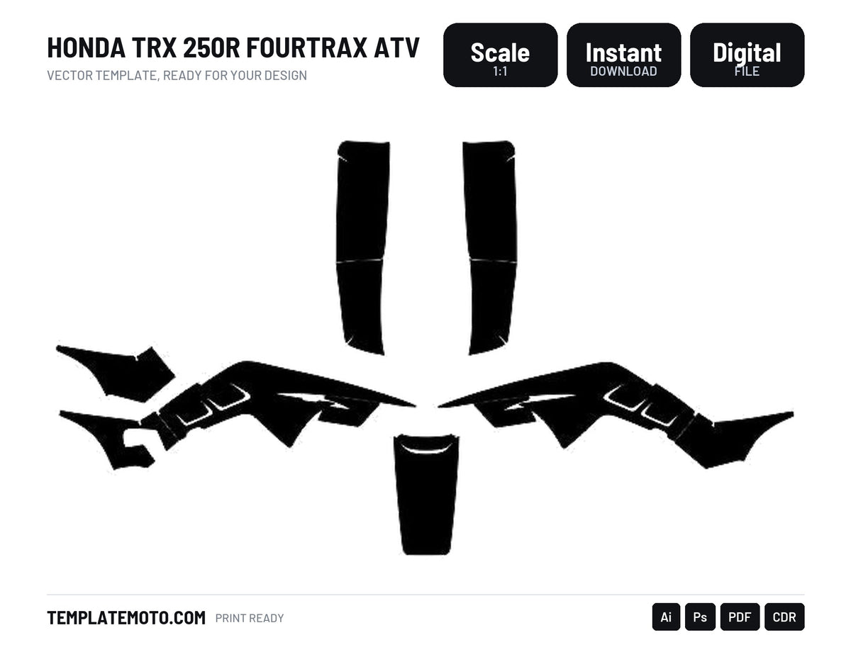 HONDA TRX 250R FOURTRAX ATV Vector Graphics Template