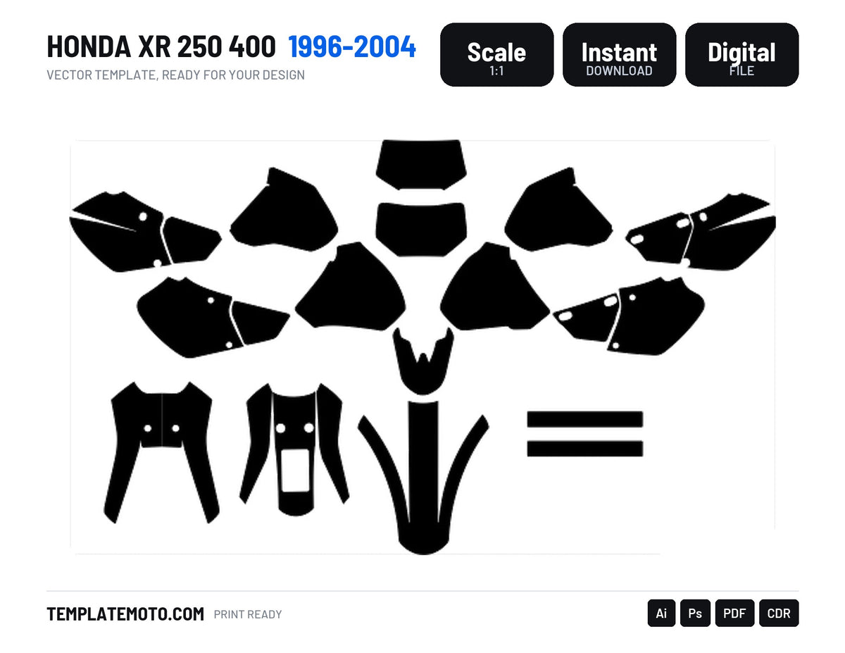 HONDA XR 250 400 1996-2004 Vector Graphics Template