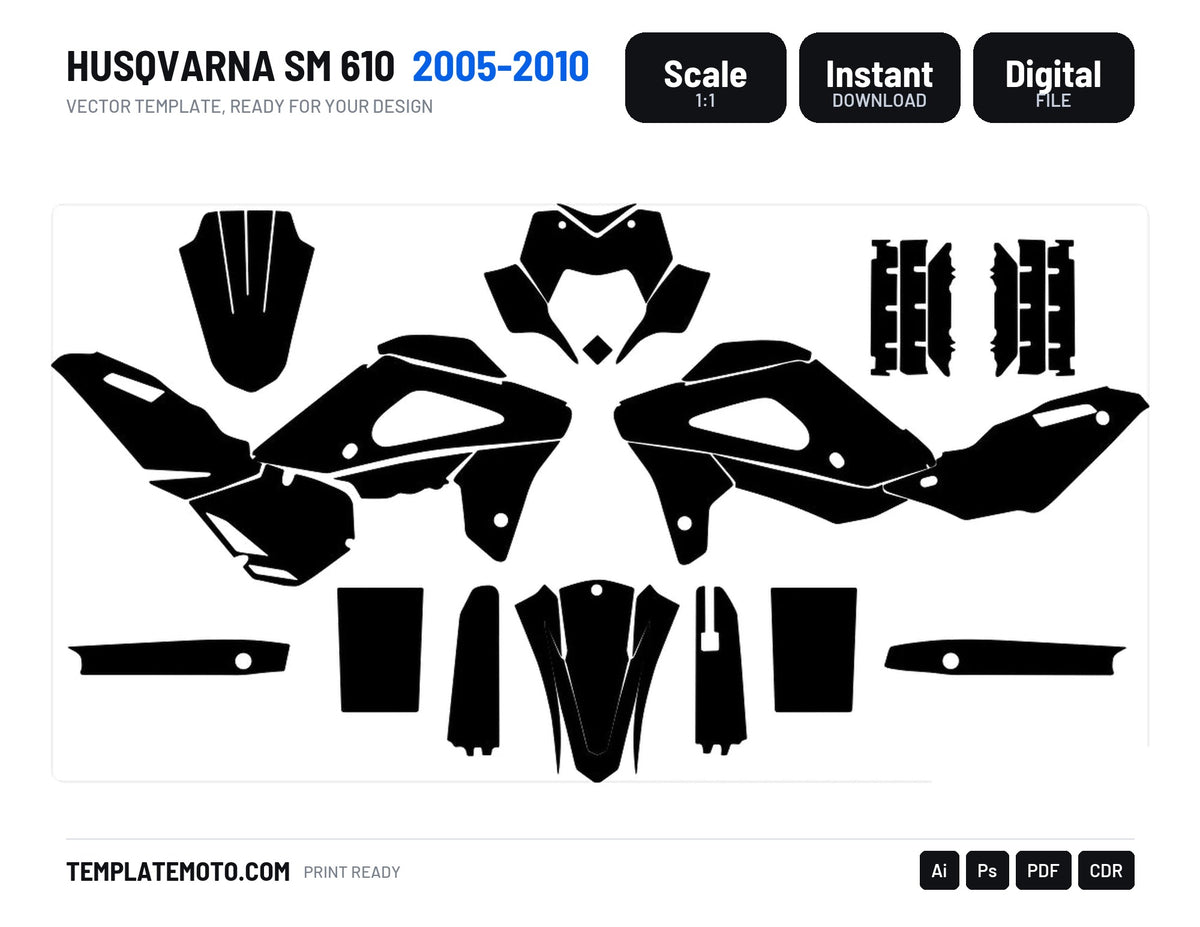 HUSQVARNA SM 610 2005-2010 Template Vector Graphics