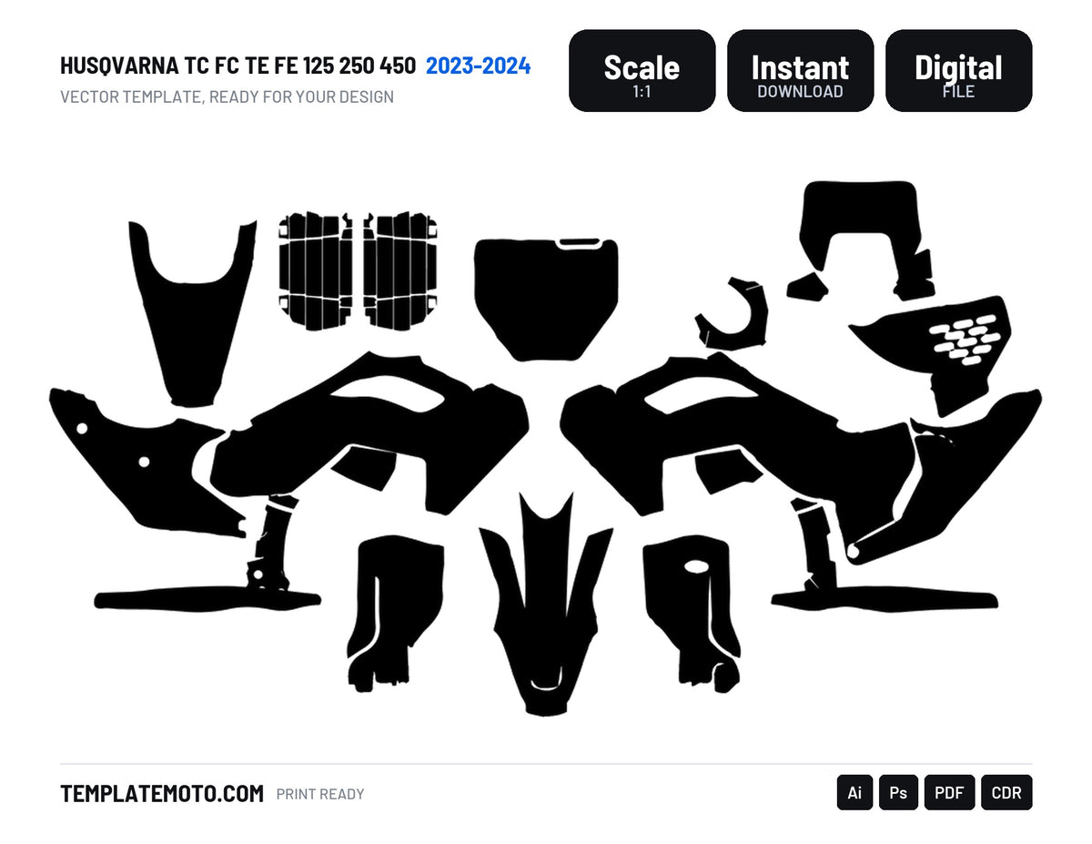 HUSQVARNA TC FC TE FE 125 250 450 2023-2024 Template Vector Graphics