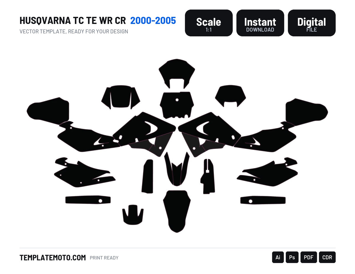 Husqvarna TC TE WR CR 2000-2005 Template vector graphics