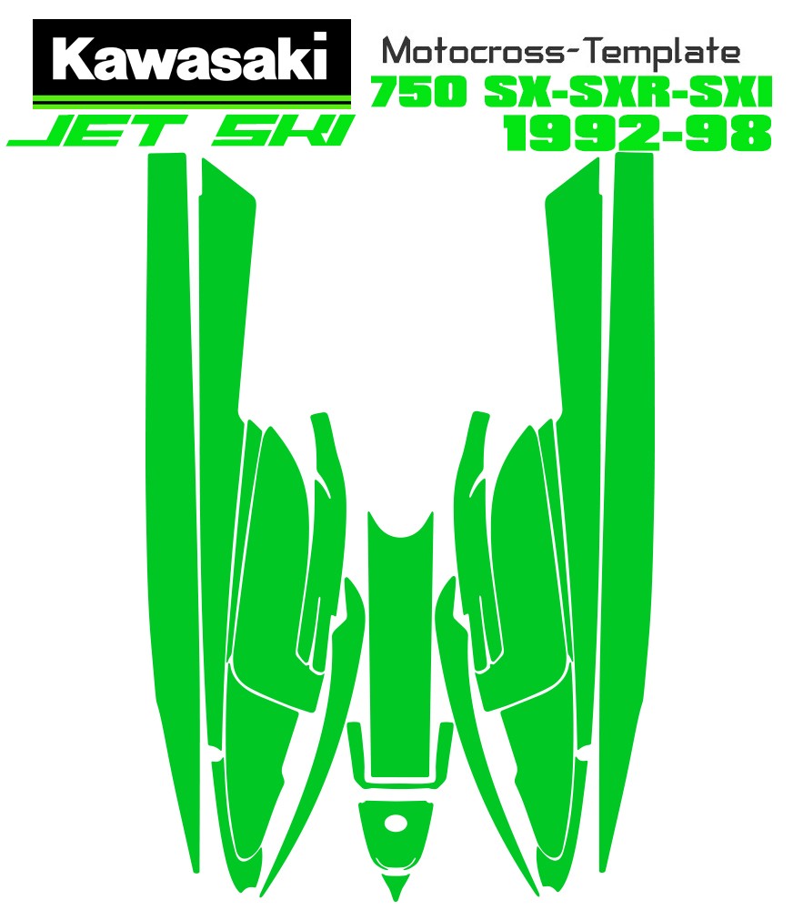 KAWASAKI 750 SX SXR SXi 1992-1998 Jetski Graphics Template Vector