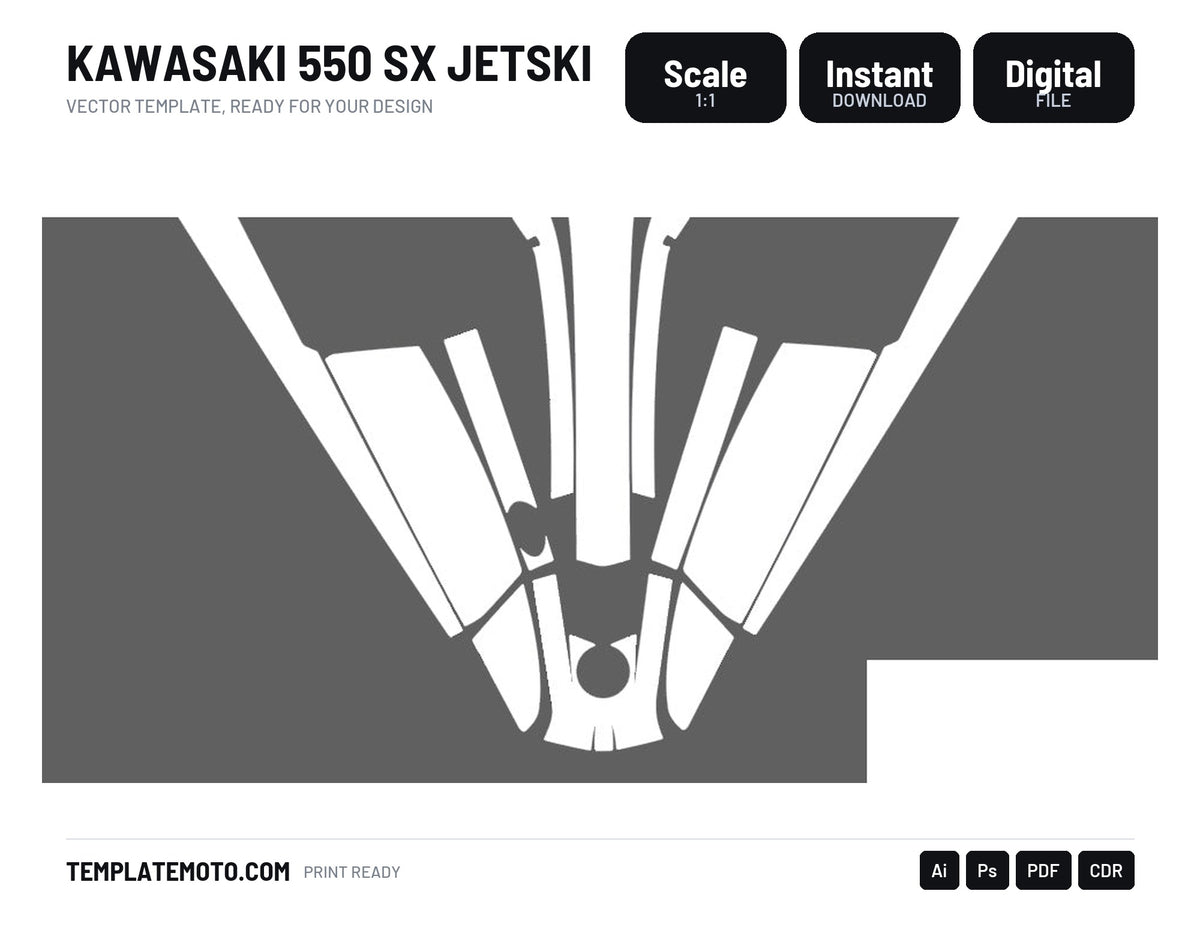 KAWASAKI 550 SX Jetski Graphics Template Vector