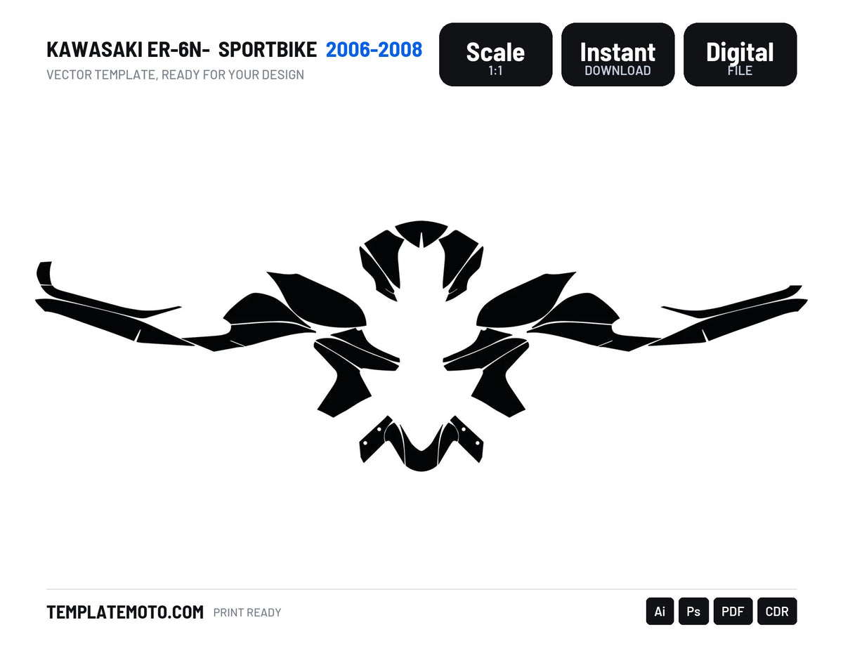 Kawasaki ER-6N-2006-2008 Sportbike Template Graphics