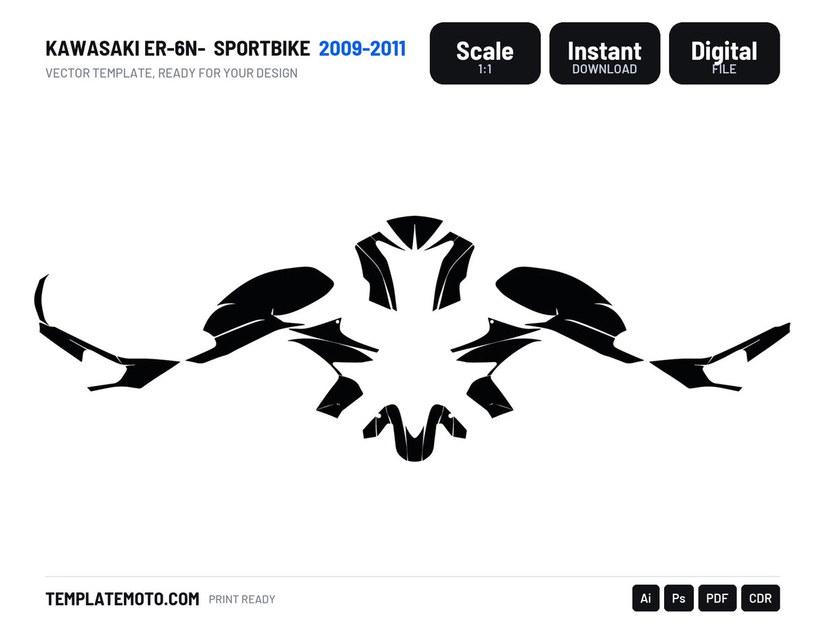 Kawasaki ER-6N-2009-2011 Sportbike Template Graphics