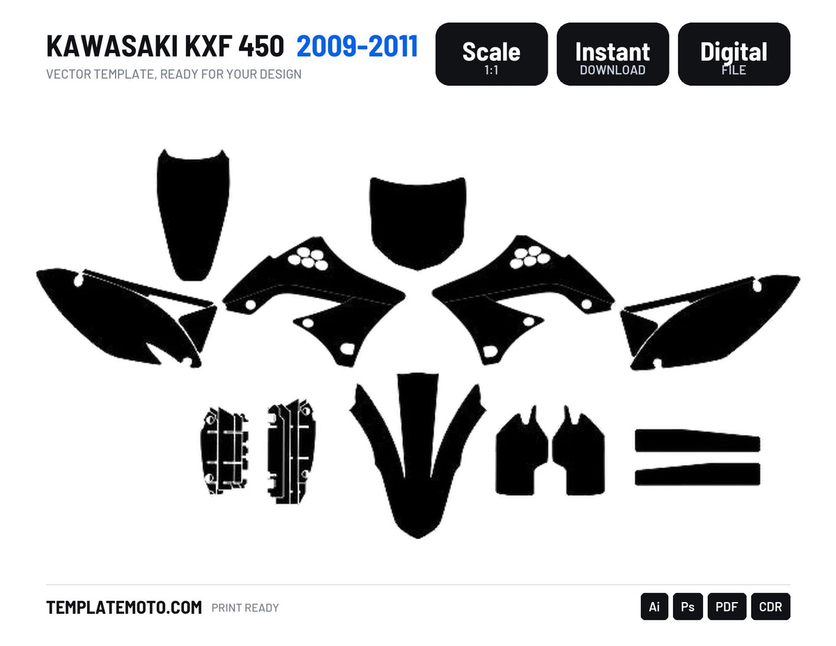 KAWASAKI KXF 450 2009-2011 template graphics vector