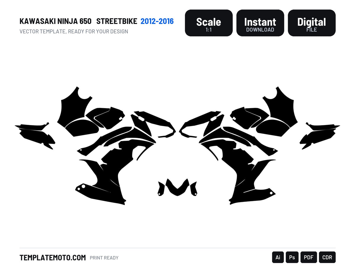KAWASAKI NINJA 650 2012-2016 Streetbike Graphics Template Vector