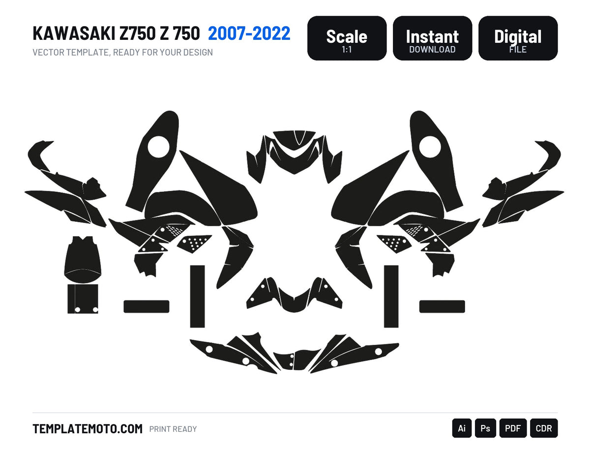 KAWASAKI Z750 Z 750 2007-2022 Graphics Template Vector