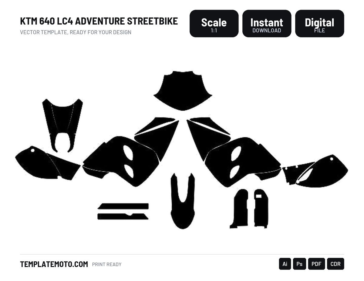 KTM 640 LC4 ADVENTURE Streetbike Graphics Template Vector