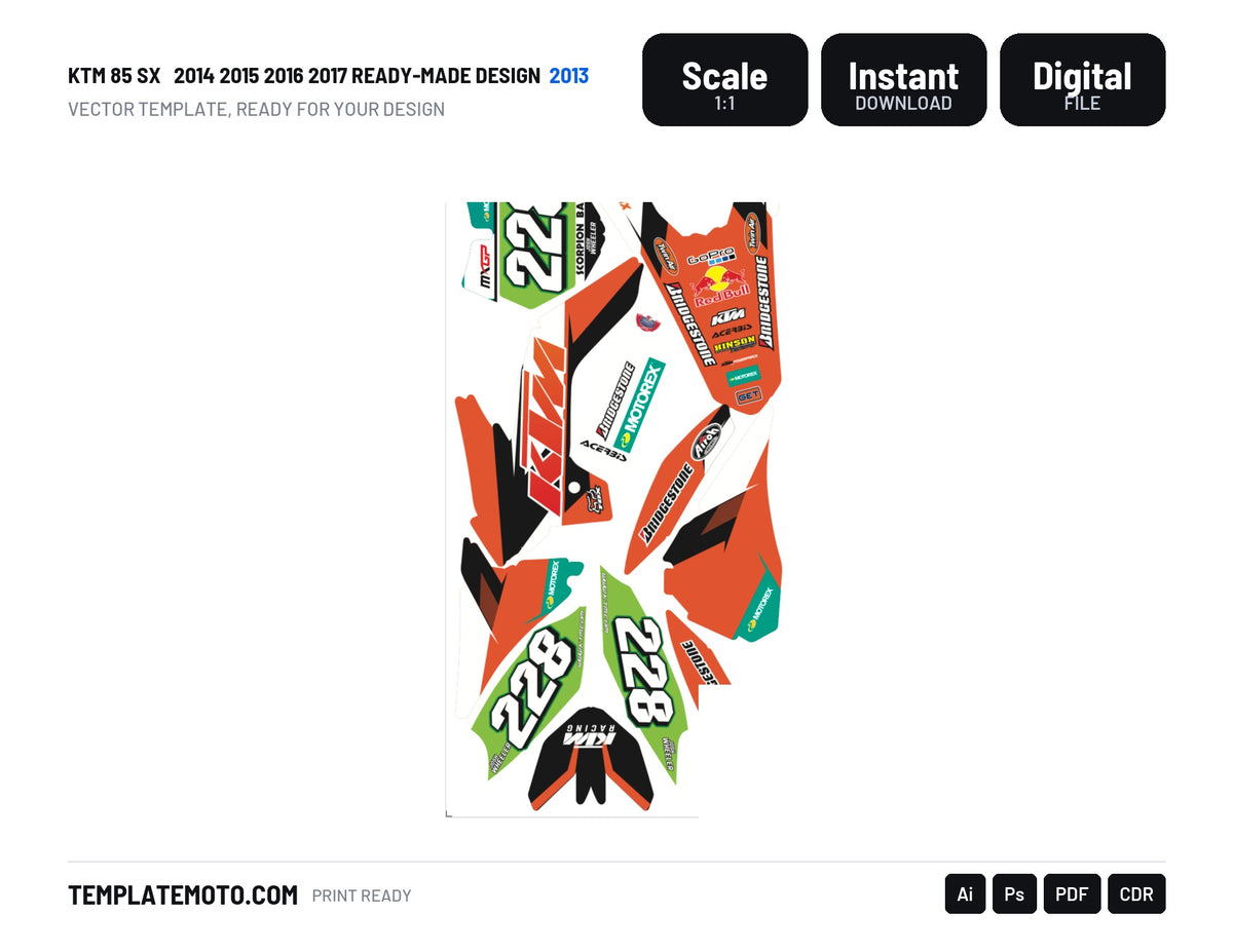 KTM 85 SX 2013 2014 2015 2016 2017 Ready-made design Template Graphics