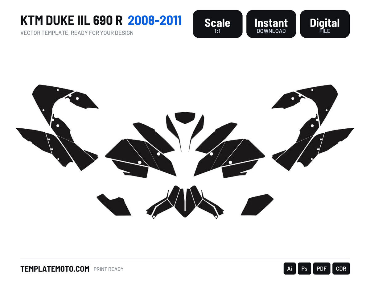 KTM DUKE IIl 690 R 2008-2011 Graphics Template Vector