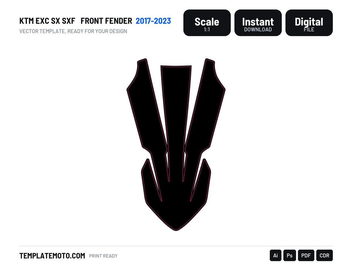 KTM EXC SX SXF 2017-2023 FRONT FENDER TEMPLATE