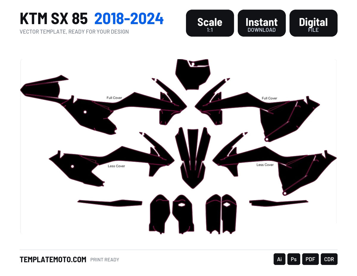 KTM SX 85 2018-2024 Template vector graphics