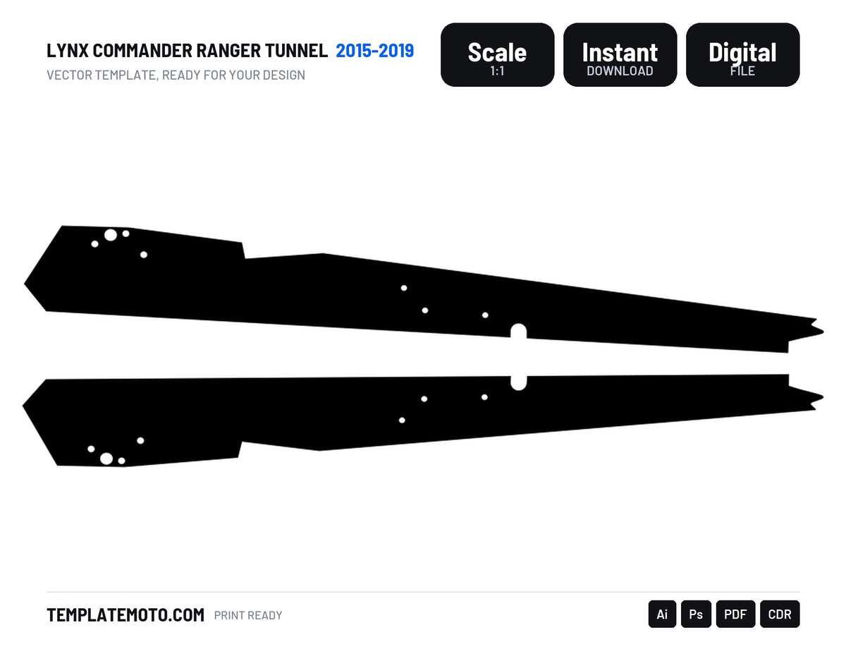LYNX COMMANDER RANGER TUNNEL 2015-2019 Snowmobile Graphics Template Vector, scale 1:1 vector file
