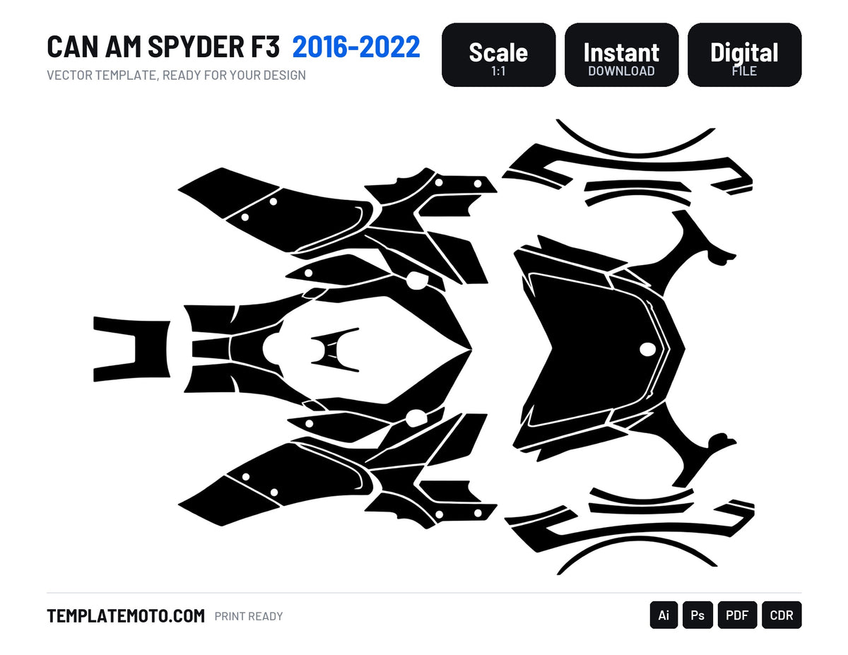 CAN AM Spyder F3 2016-2022 Graphics Template Vector, scale 1:1 vector file