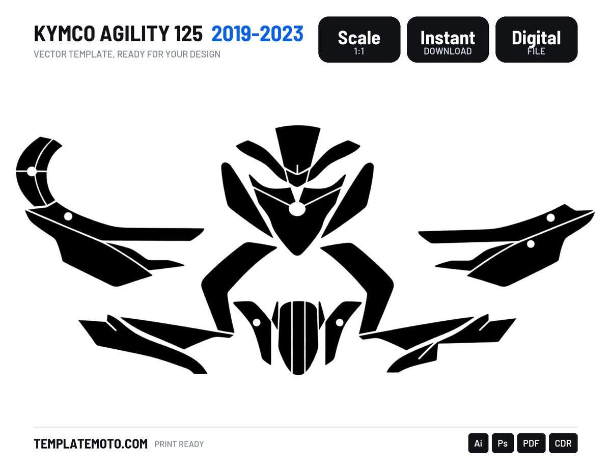 KYMCO AGILITY 125 2019-2023 Graphics Template Vector, scale 1:1 vector file