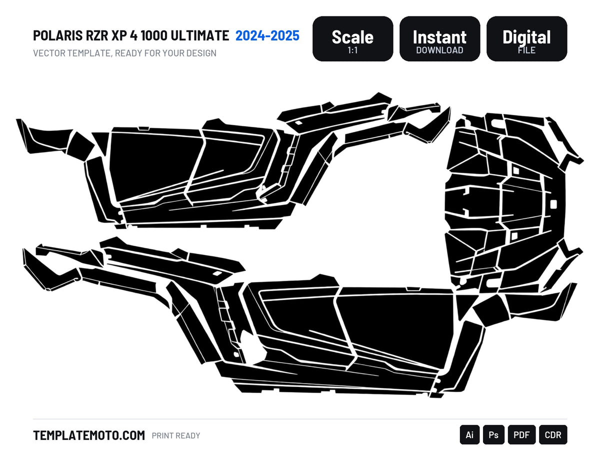 POLARIS RZR XP 4 1000 ULTIMATE 2024-2025 Graphics Template Vector, scale 1:1 vector file
