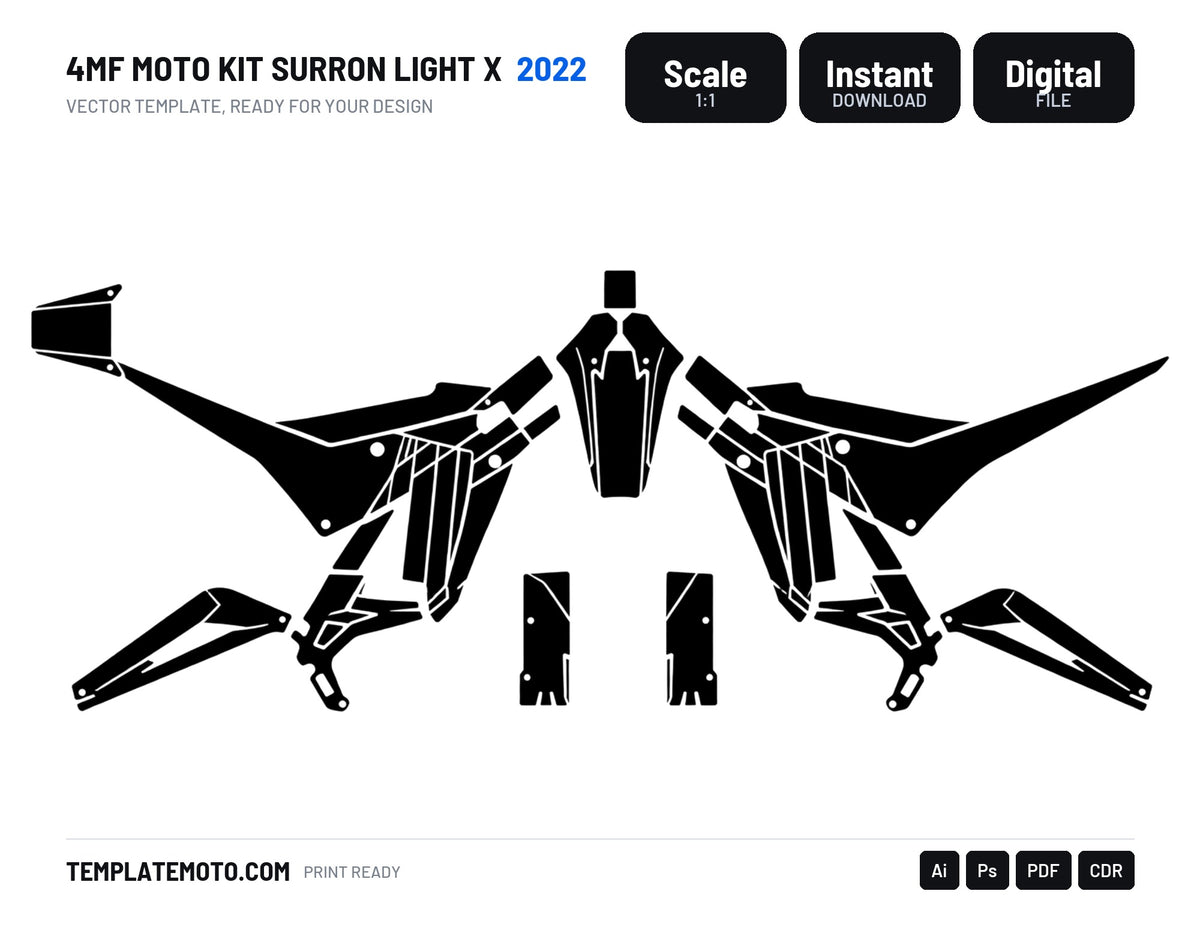 4MF Moto kit SURRON LIGHT X 2022 Graphics Template Vector, scale 1:1 vector file