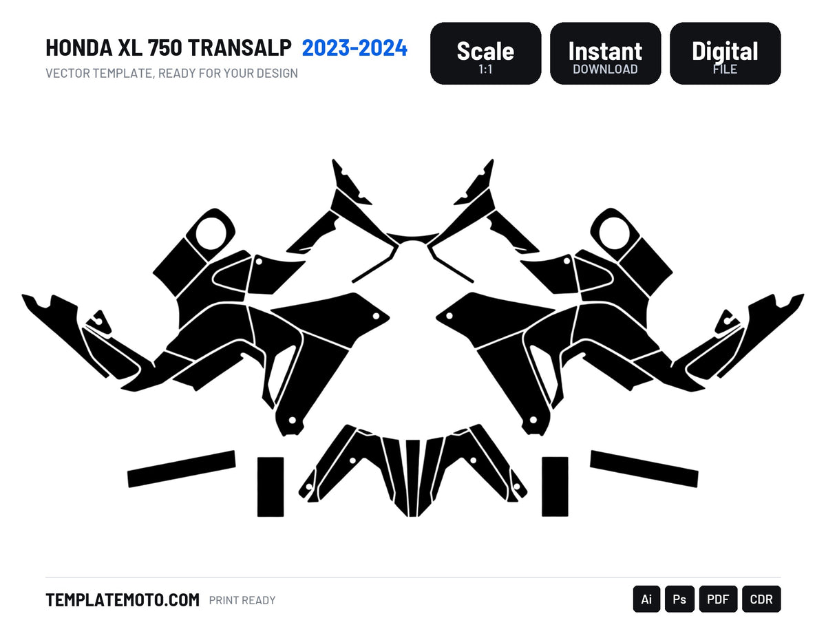 HONDA XL 750 TRANSALP 2023-2024 Graphics Template Vector, scale 1:1 vector file