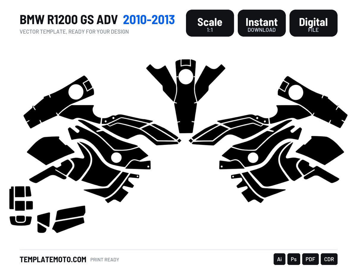 BMW R1200 GS ADV 2010-2013 Graphics Template Vector, scale 1:1 vector file