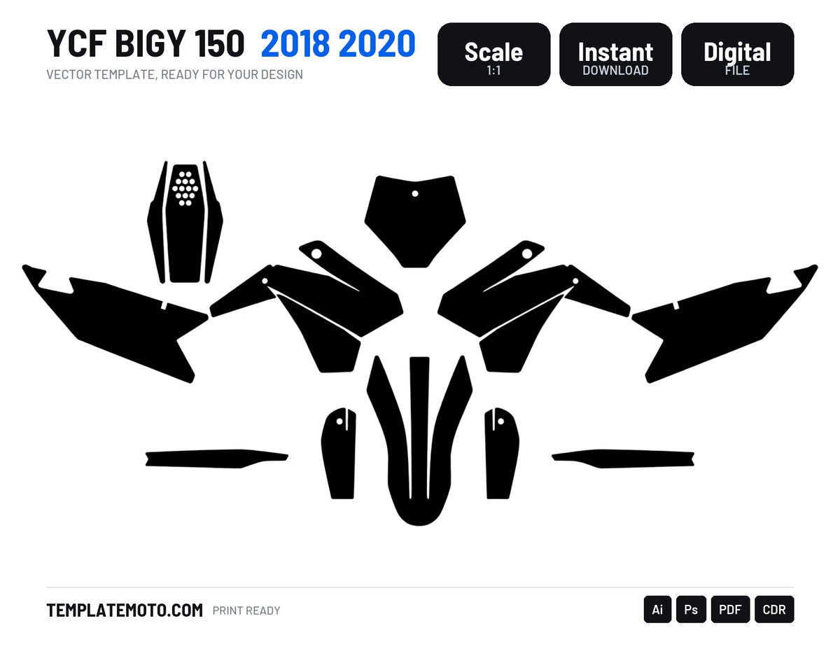 YCF BIGY 150 2018 2020 Graphics Template Vector, scale 1:1 vector file