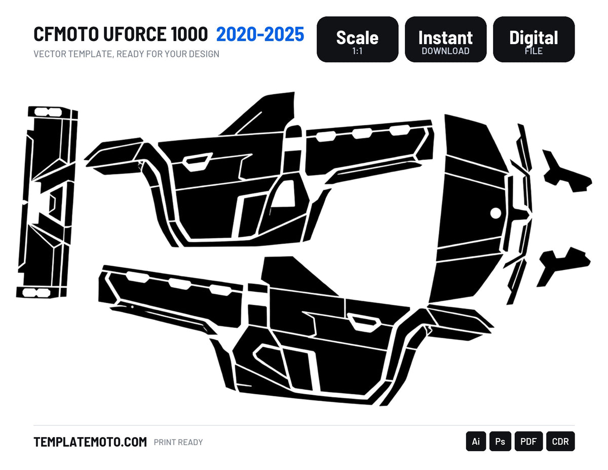 CFMoto UFORCE 1000 2020-2025 Graphics Template Vector, scale 1:1 vector file