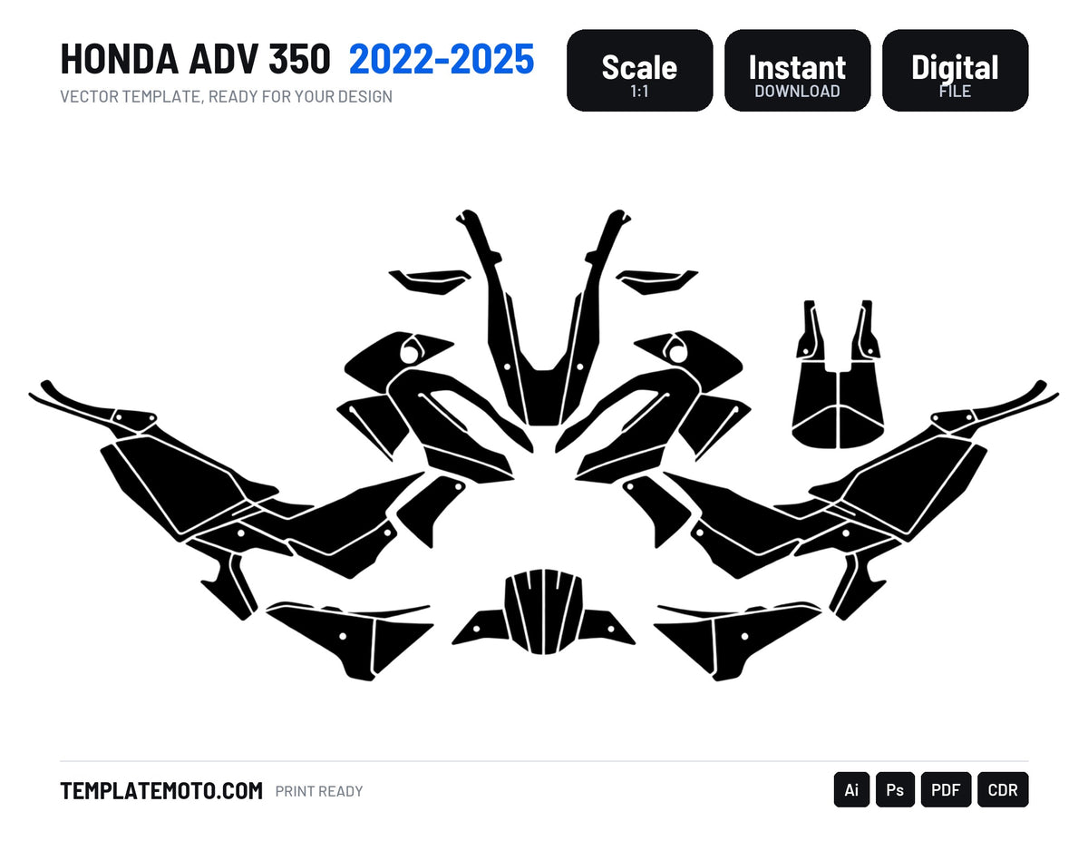 HONDA ADV 350 2022-2025 Graphics Template Vector, scale 1:1 vector file