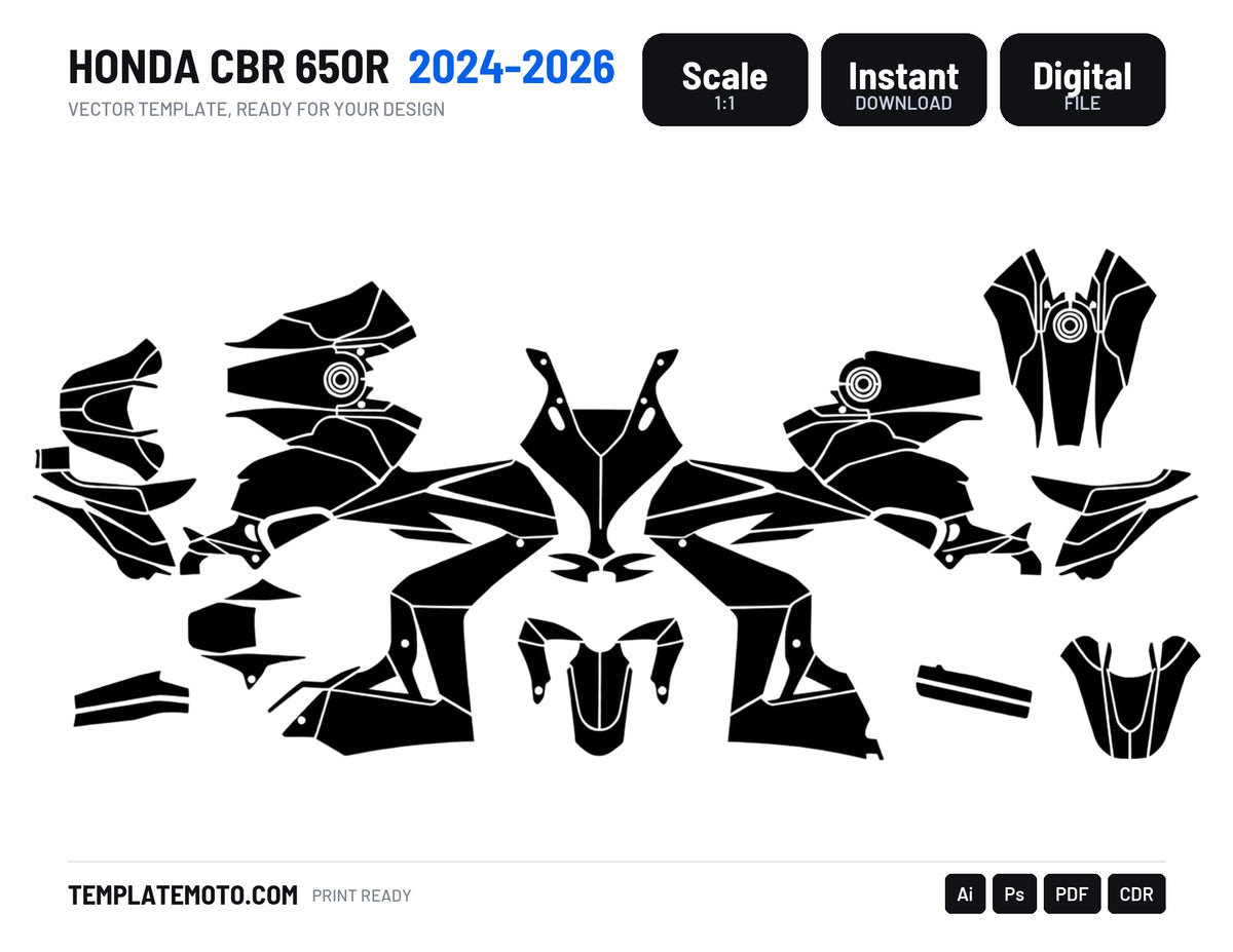 HONDA CBR 650R 2024-2026 Graphics Template Vector, scale 1:1 vector file