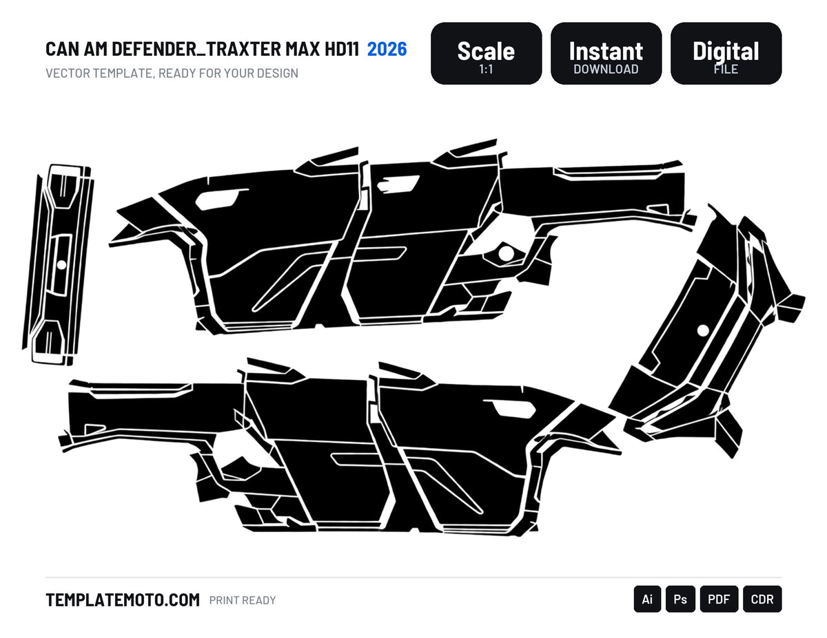 CAN AM DEFENDER_TRAXTER MAX HD11 2026 Graphics Template Vector, scale 1:1 vector file