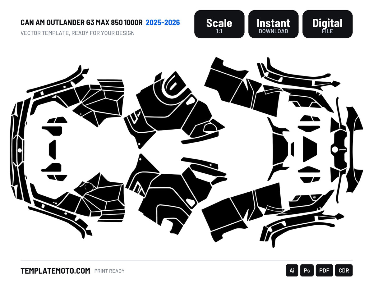 CAN AM OUTLANDER G3 MAX 850 1000R 2025-2026 Graphics Template Vector, scale 1:1 vector file
