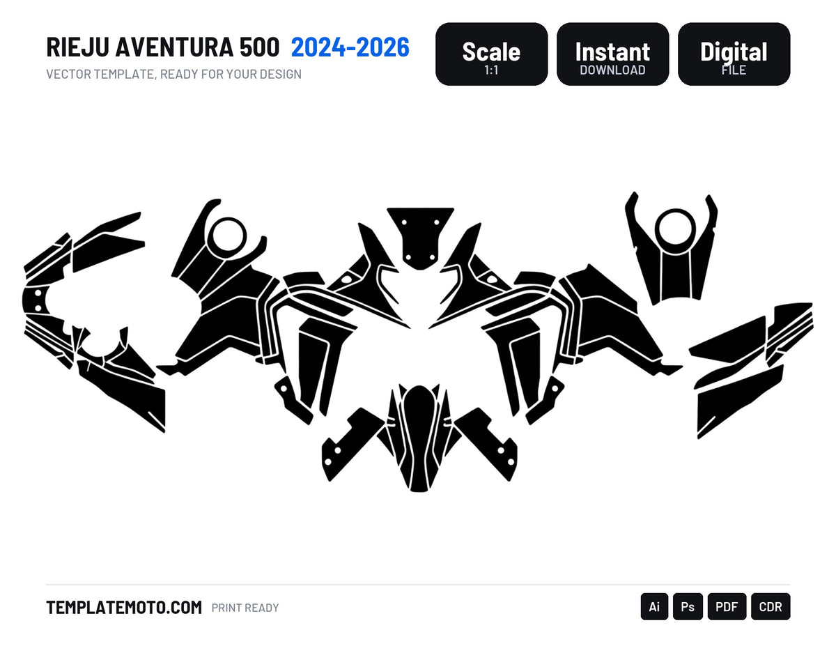 RIEJU AVENTURA 500 2024-2026 Graphics Template Vector, scale 1:1 vector file