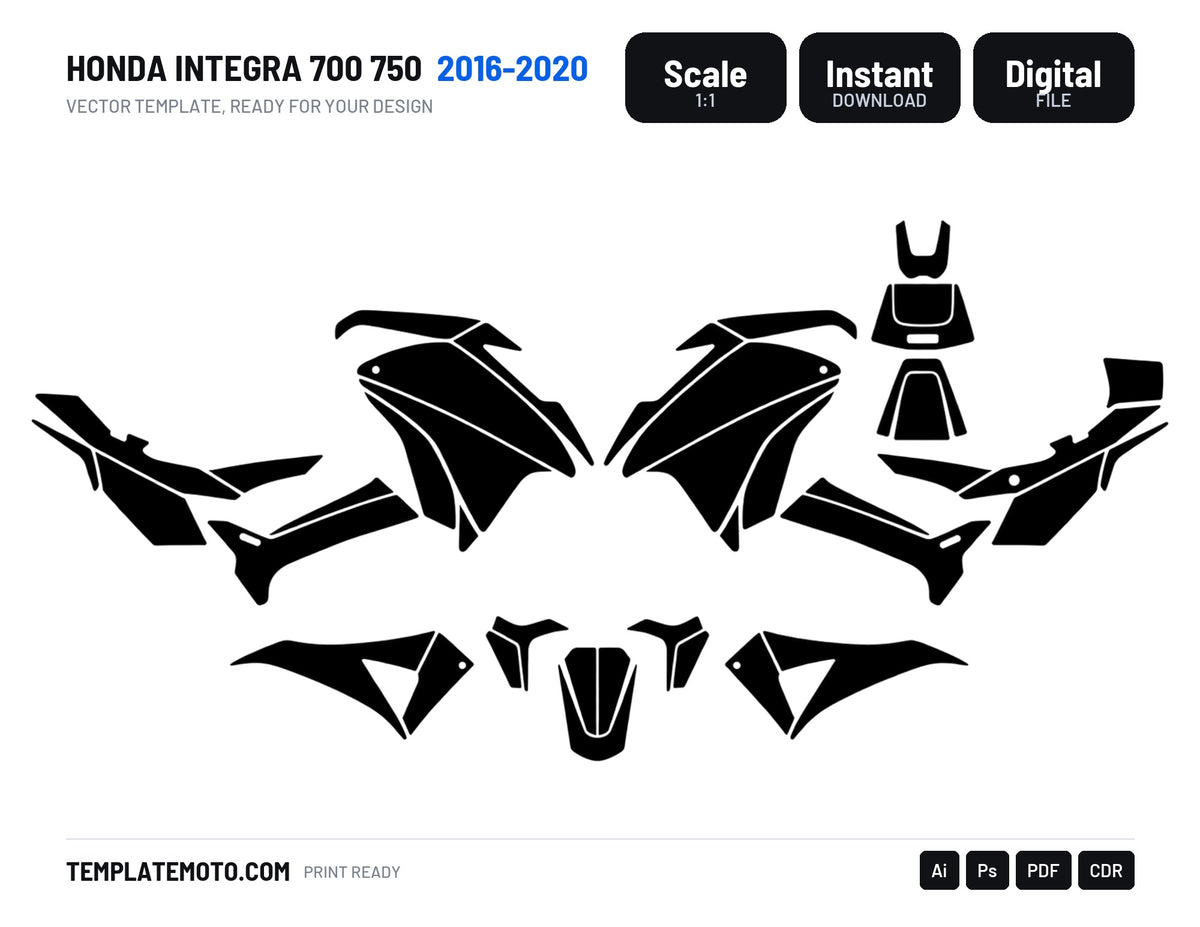 HONDA INTEGRA 700 750 2016-2020 Graphics Template Vector, scale 1:1 vector file