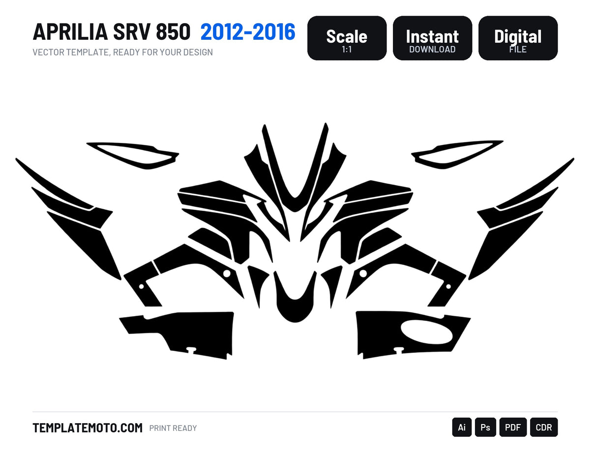 APRILIA SRV 850 2012-2016 Graphics Template Vector, scale 1:1 vector file