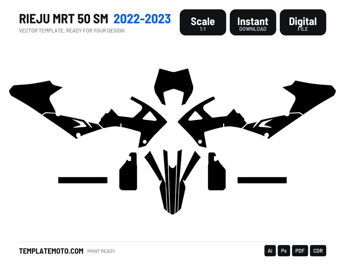 RIEJU MRT 50 SM 2022-2023 Graphics Template Vector, scale 1:1 vector file