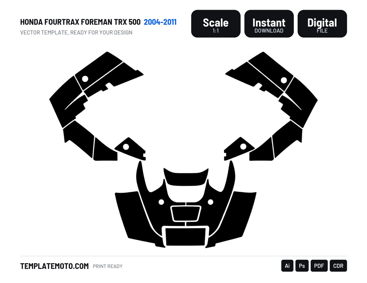 HONDA FOURTRAX FOREMAN TRX 500 2004-2011 Graphics Template Vector, scale 1:1 vector file